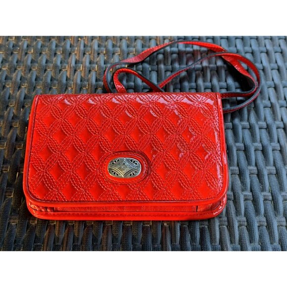 Brighton Purse Red Textured Shiny  J21 - Picture 1 of 5